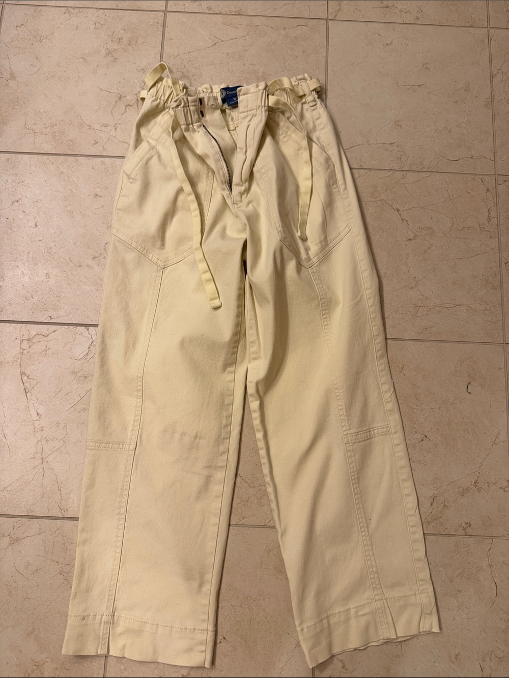 Democracy Drawstring Utility Pants - pale yellow